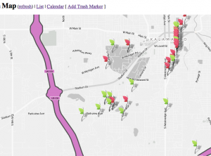 Trash Diary Map (showing trash markers)